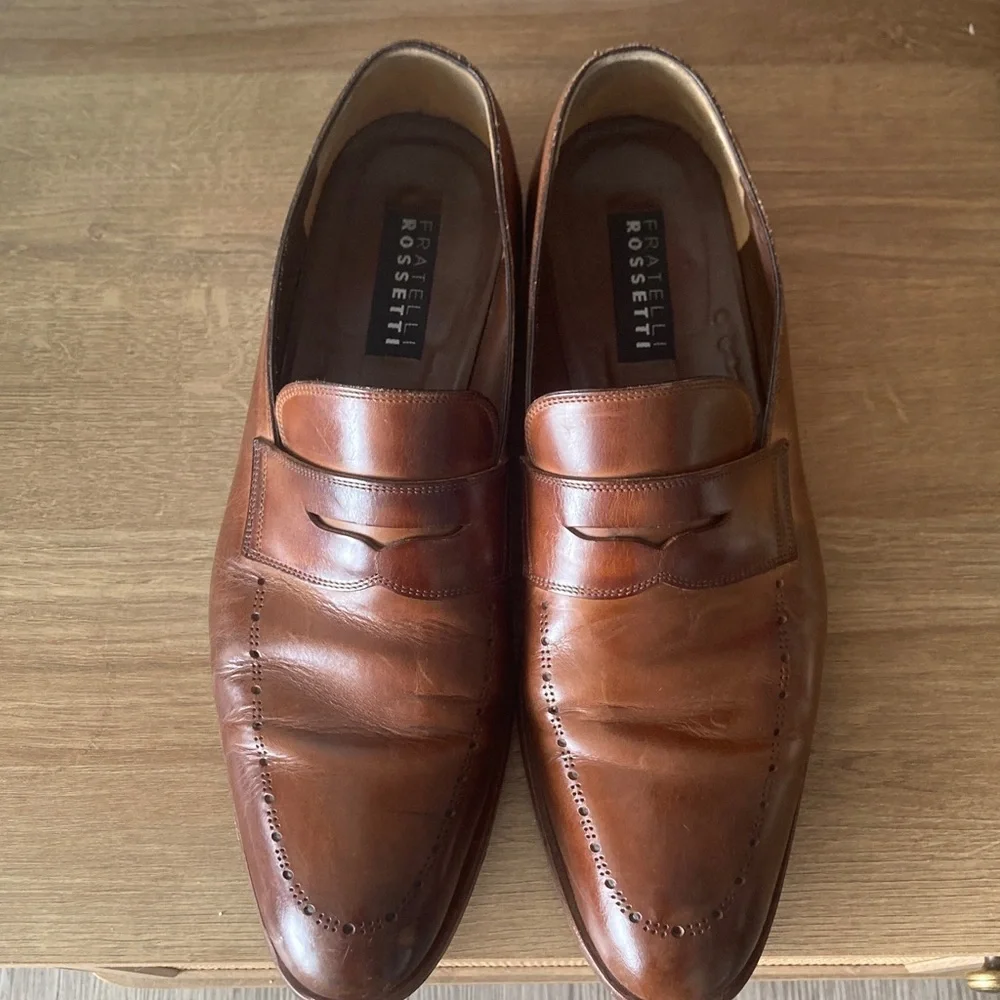 Fratelli Rossetti Men's Tan Leather Slip-Ons - Picture 7 of 7